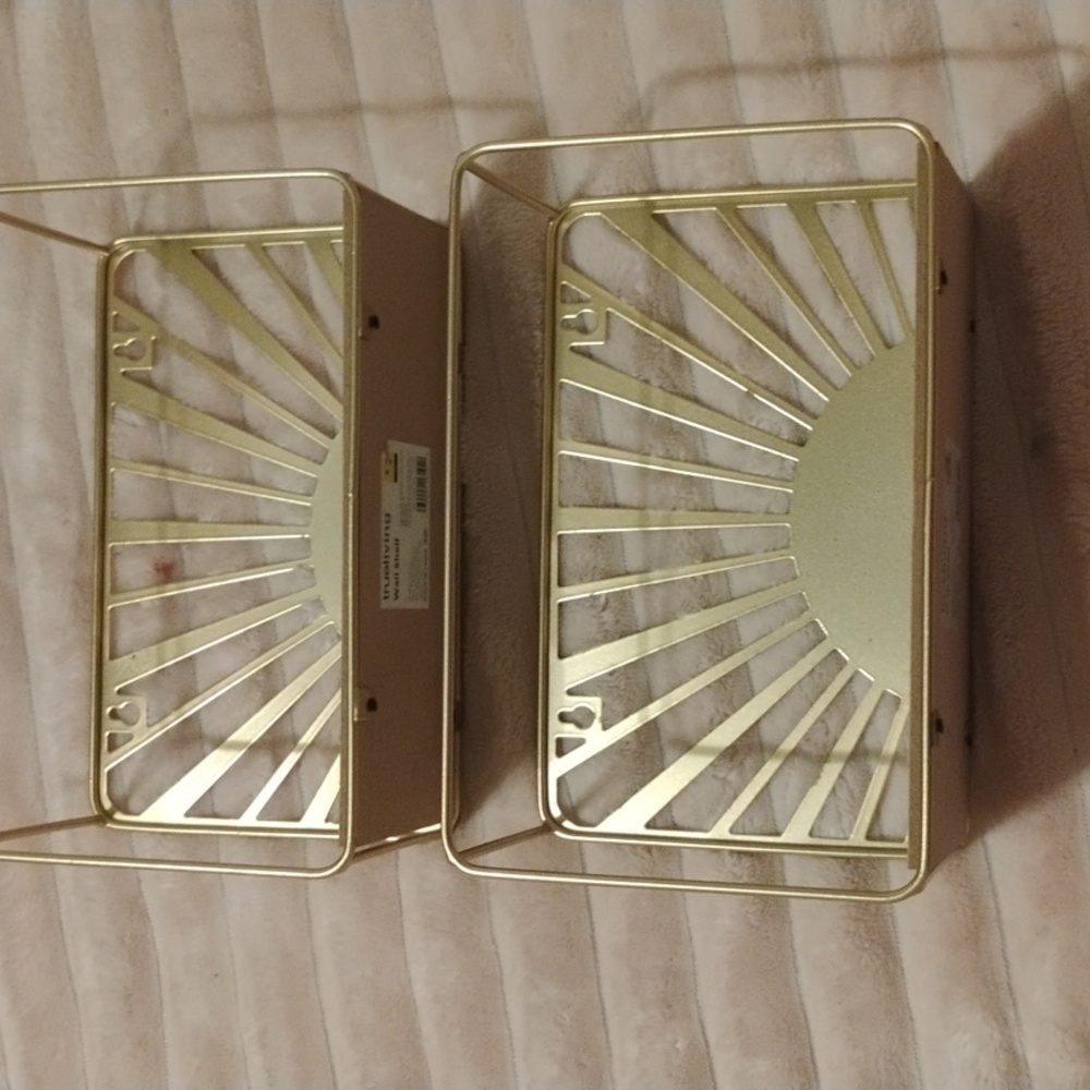 Gold Sunburst Floating Shelfs
